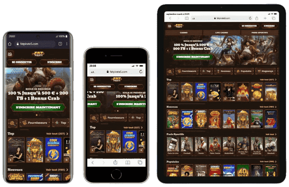 Schermata di fatpirate login da smartphone